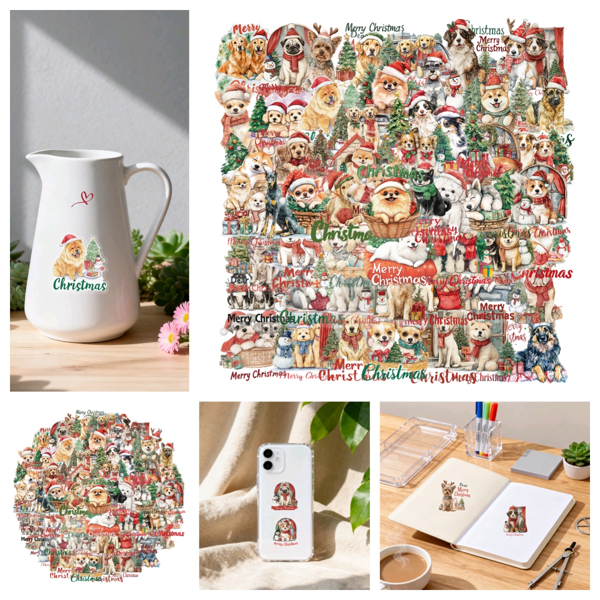 卡通可爱透明圣诞节小图案萌宠贴