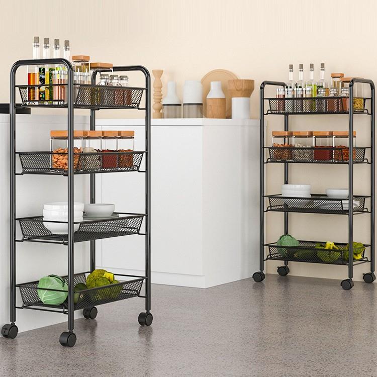厨房置物架推车落小地多层移动地用带轮收纳架蔬菜家xm414落置物