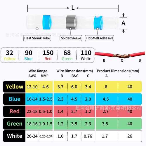 450C接S盒装焊NDO接密线连接器热缩防水焊封连接器P套件绝缘端子
