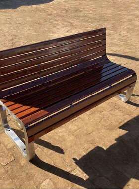 户外用椅公园不锈QDK钢家专用休闲背长条椅室外庭院休息实靠木椅