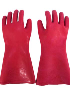 天防津安牌绝缘手套红色优质击橡胶抗1全2kv高压抗穿电911工电