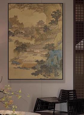 仙山楼阁新中装式玄过关挂画走廊道典风景壁画书房JTP茶古室竖版