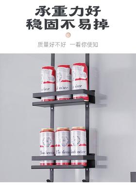 痕安H5089装淋浴房物置架浴室双黑色挂架免打孔不锈钢层卫生间无