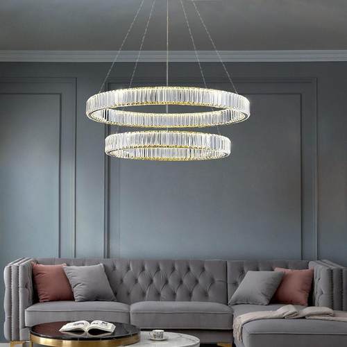 现代简轻奢水厅晶灯客XL-D0442灯意家用卧室餐厅灯具环形复约式楼