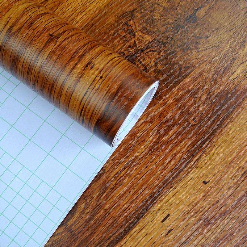 pc木纹贴贴纸防水墙纸自工粘家具翻新纸中902式棕色酒店程v木纹膜