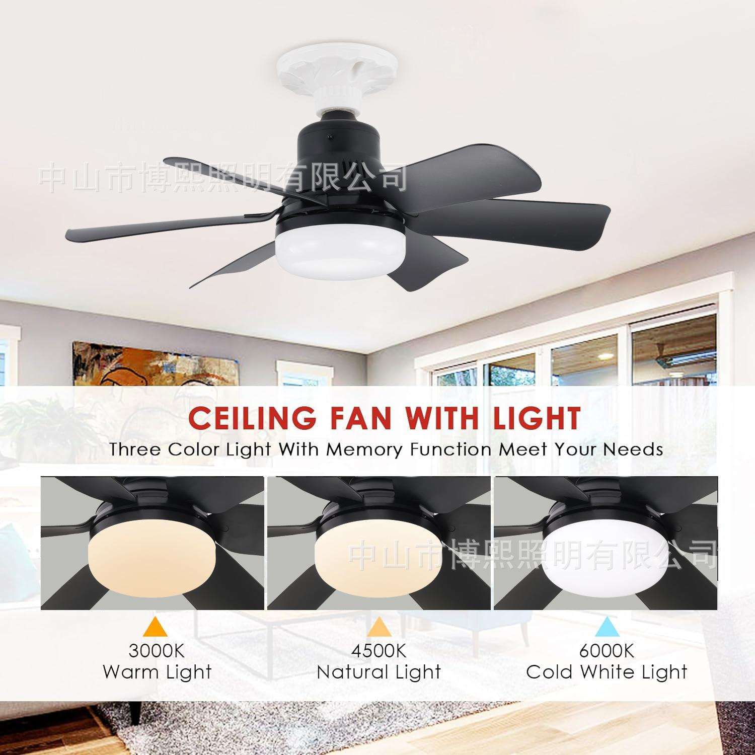 跨境E27螺口风灯黑509色d扇灯新款le风扇灯扇家用茶台吊扇E风18