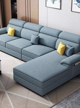 2903#025新款猫抓大棉麻布艺沙发乳约皮胶简现代网红客厅小户型贵