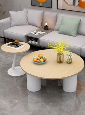 几轻茶现代简约客厅家用小户型圆网红奢风岩板钢化玻QXR璃形桌子