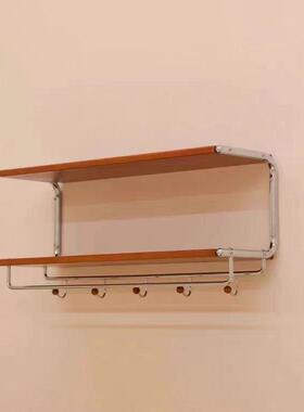 约墙上隔板物架架壁挂玄关客简厅卧室挂YNQ衣架中古实木收纳书置