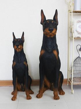 模跨境客狗厅件TB554781杜宾犬雕塑创意软装家居装饰动物型摆树脂