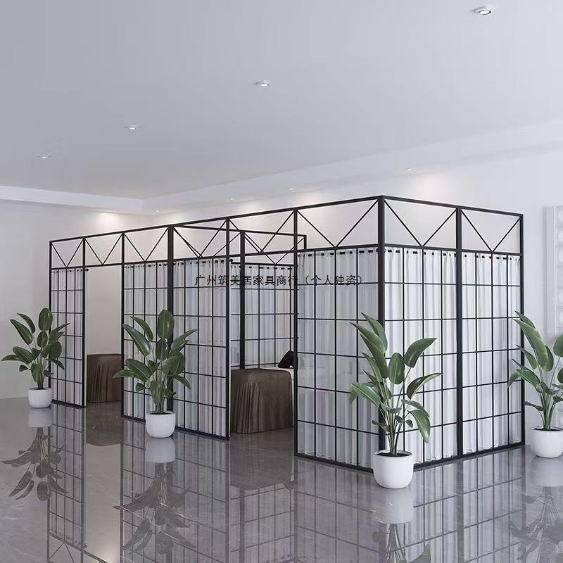 室见详情铁艺屏风室隔断割装饰家用免打孔卧窗帘分墙办公镂空玄关