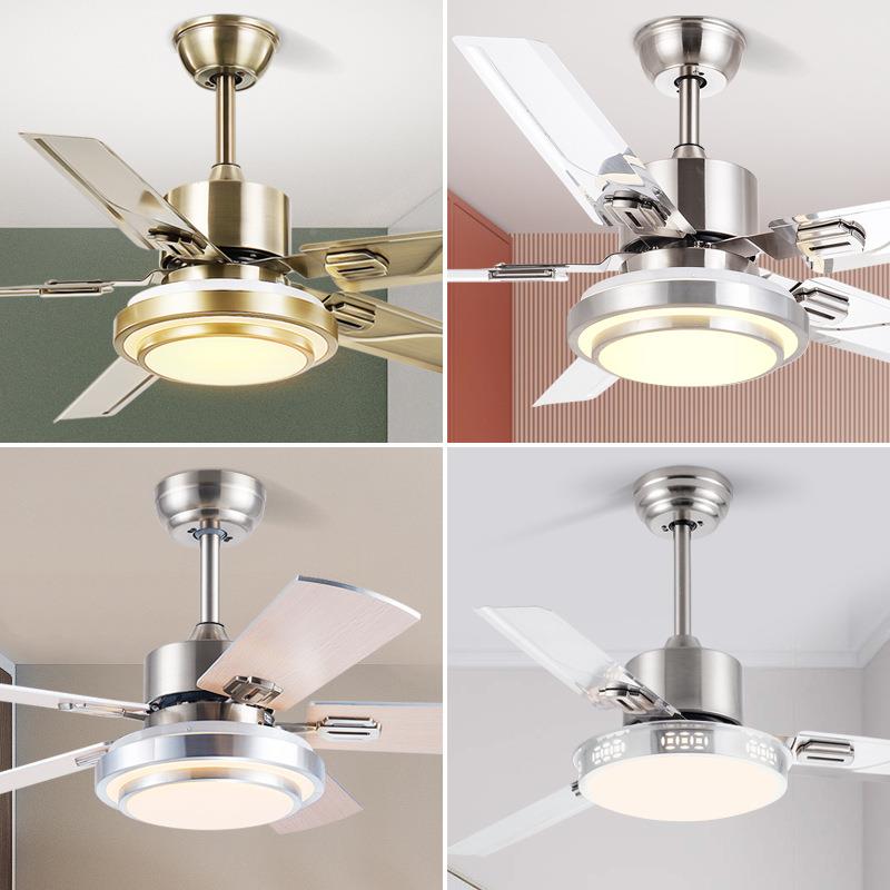 不锈钢力风扇灯吊扇灯客厅餐厅室卧大风静音现体代带风扇52-FXB24