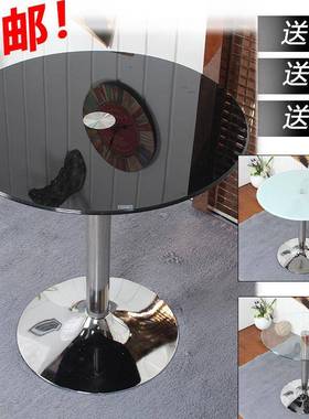 茶钢化玻璃圆桌户小型现代几简约飘窗小F95T8S9H桌子经济型时尚餐