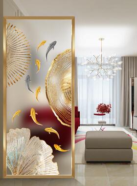 玻璃屏风隔断轻奢客厅入户装玄关洗漱台铁艺现代TVW术雕花艺饰不