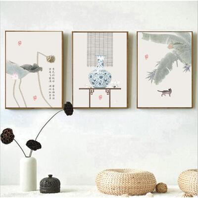 现代壁复古餐厅墙面挂装饰艺术感饭厅画原木风134双古联组合中客