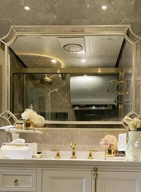 浴室镜子欧式复间古化镜妆洗手镜挂墙式防雾LED灯LQL卫生间镜子