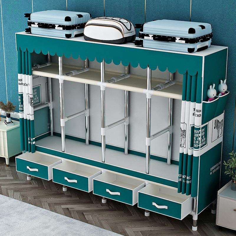 20GH20MM带2新款简柜易布衣5带抽屉出租房钢管组装固收纳柜衣加橱