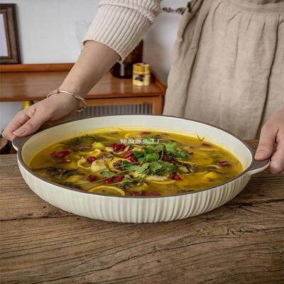 巷子尾〖JVN加大特号大盆〗好端大拿酸菜鱼厚实浮雕陶瓷双耳大碗