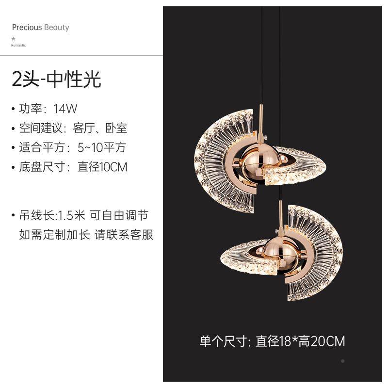 轻奢复o式楼l吊ft挑空客65厅吊灯创意个长性飞碟灯现代简约楼梯间