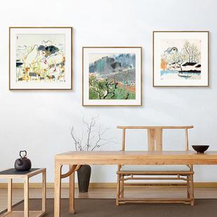 吴冠中画新中式餐厅正水方形装饰客床厅墨禅意挂画中国S-2212风卧
