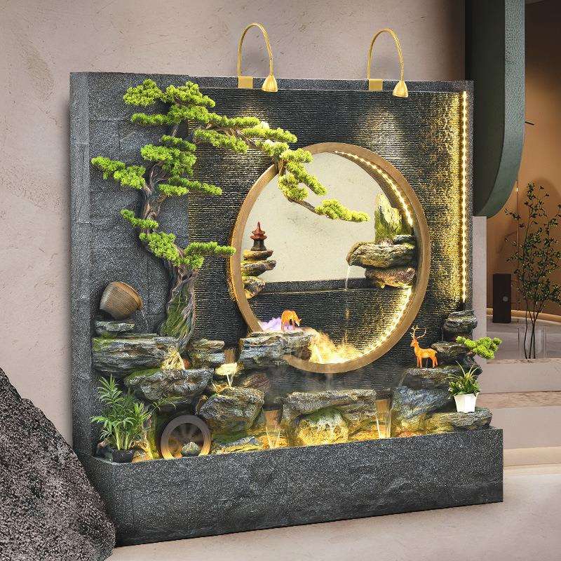 幕墙假山流水玄喷泉关办公室内外屏风AAW院鱼池招财水装饰景观庭