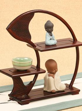 老紫挝大件红酸枝博古架小AL102405摆小型架底座多宝阁红实木砂茶