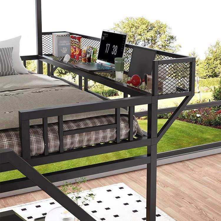 简约挂学生宿舍上下床悬爬梯铁上床下铁艺床桌商铺阁楼实式木艺高