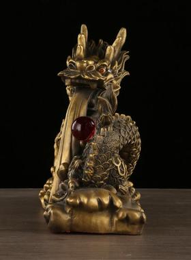 铜龙祥生龙摆回头铜龙207肖汉龙件献宝铜器摆件