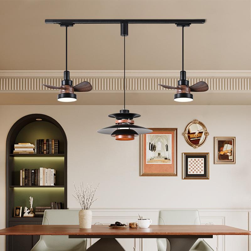 餐轨道餐厅吊582灯可移可升降吊灯风扇灯组合厅氛围吊灯二动轨线