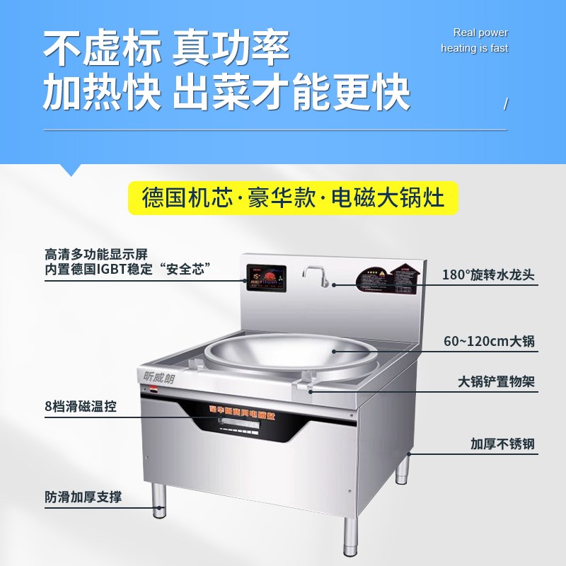 商用电磁炉食堂大锅灶30KW大功率爆炒电炒锅牛羊肉汤锅厨房电磁灶
