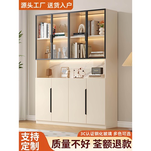 玻璃门集成墙书柜客厅书房办公室数字存储展示柜定制落地书架厂家