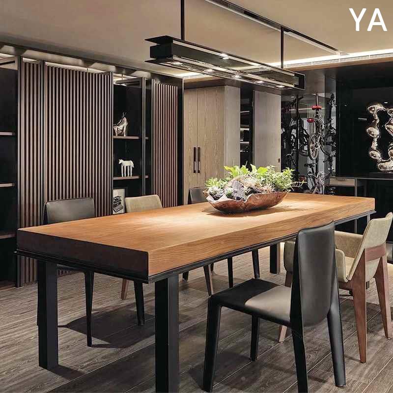 复古工业风美式loft实木办公桌会议桌长桌长方形现代简约铁艺新款