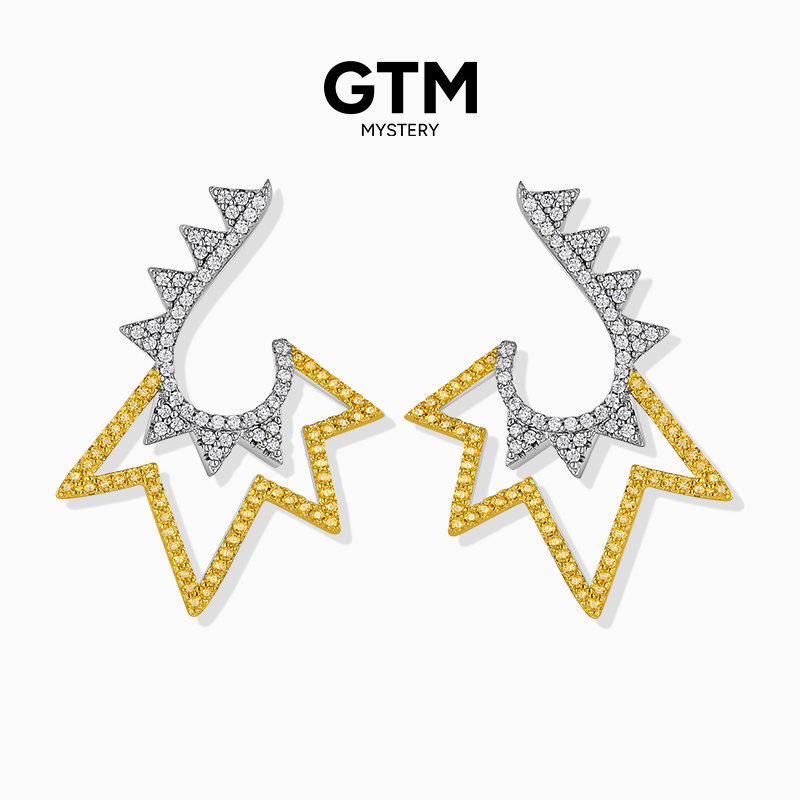 GTM双色光芒耳环白金色轻奢银