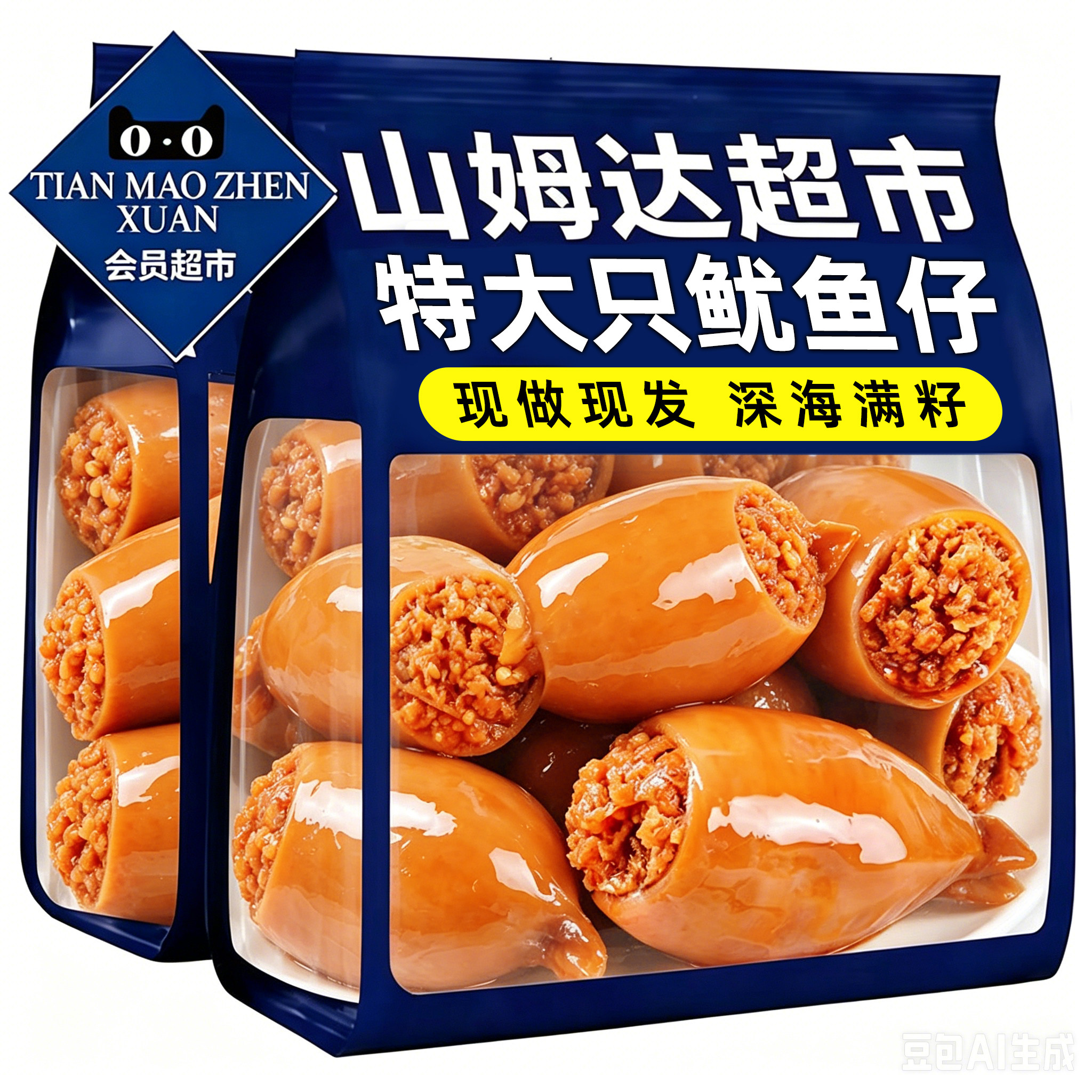 山姆达开袋即食鱿鱼仔带籽香辣烧烤小包装鱿鱼仔零食官方旗舰店