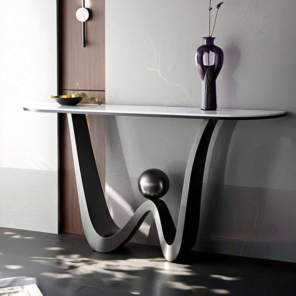 简约现代玄关台不锈钢灰钛拉丝玄关桌进门入户玄关柜设计师长条案