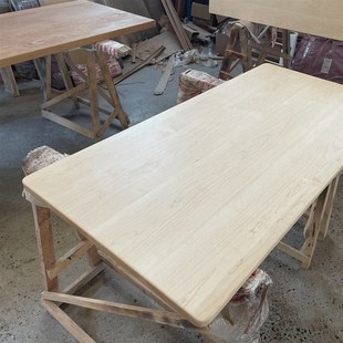 北美硬枫木实木原木板材民宿桌面板餐桌电L脑书桌工作台储物柜定