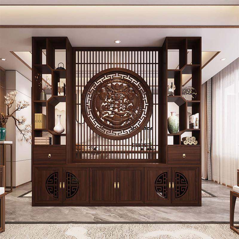 乌金木实木屏风新中式隔断客厅玄关鞋柜一体简约现代置物架定制,住宅家具,门厅/玄关柜/玄关架,淘宝优惠券,粉丝福利购,淘宝优惠卷