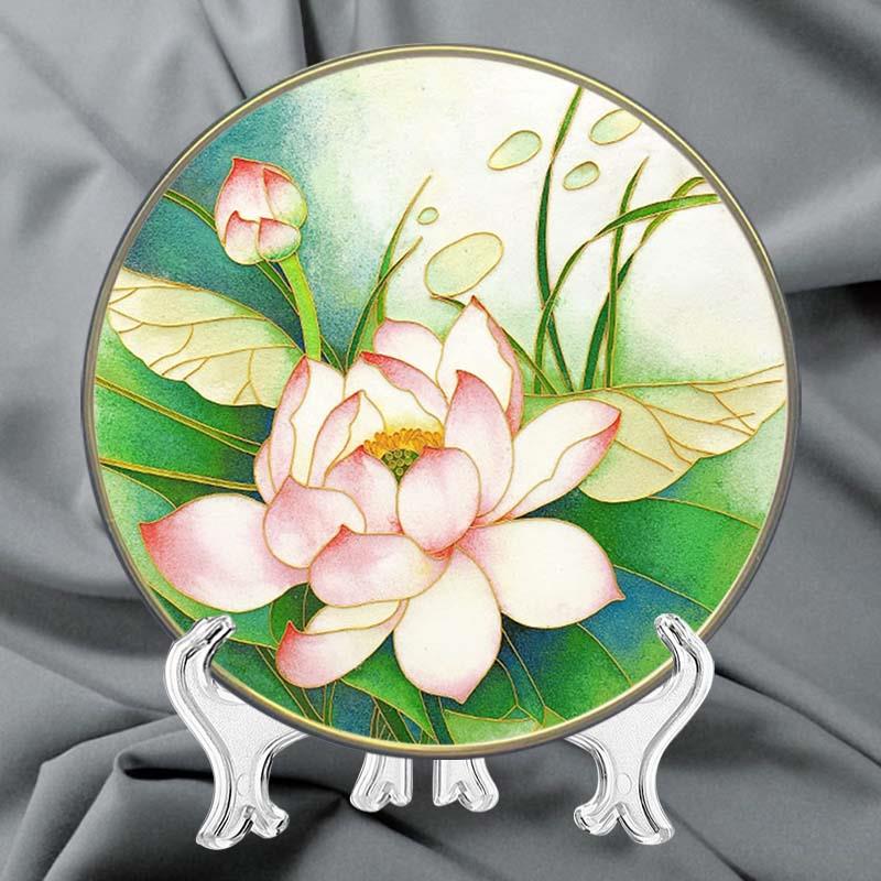 荷花系列掐丝珐琅景泰蓝DIY手工材料直印板团建亲子学校社会活动