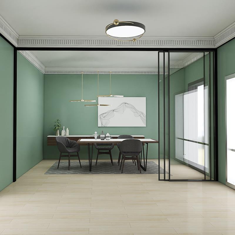 opk吊轨推拉门铝合金玻璃移门无下轨极窄边框阳台三四五六联动门3