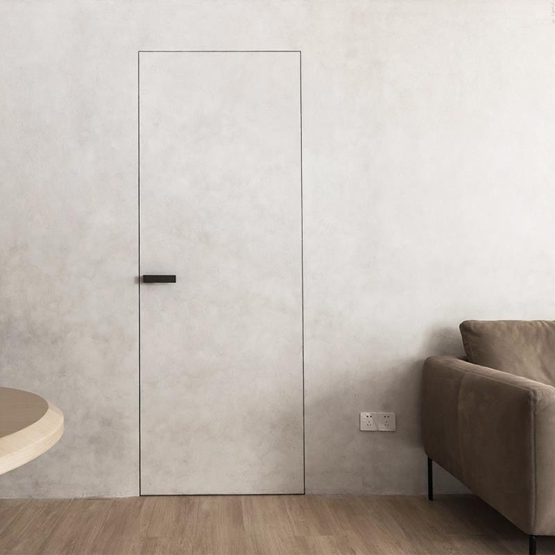 定制隐形门无框窄边极简铝木平开实木室内门微水泥套装门卧室暗门