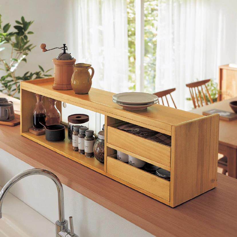 日式纯实木厨房小碗盘柜收纳柜调料柜餐柜餐桌整理柜玻璃收纳柜