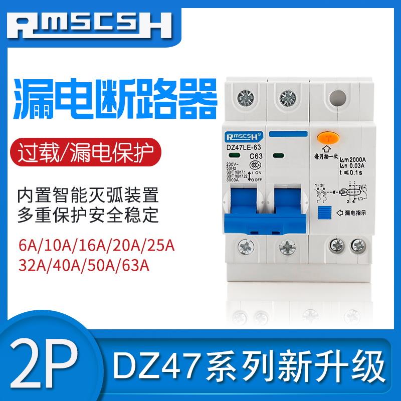 DZ47LE断路器 漏电空气开关 带漏电保护器 2P 6A-63A 工厂直销