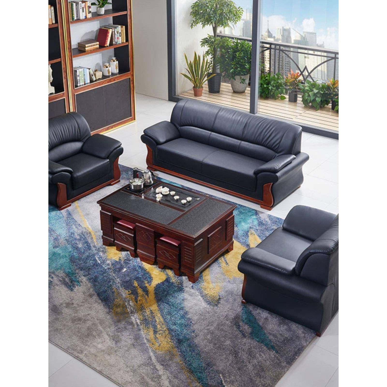 办公沙发，咖啡桌，商务接待，简约现代公司休息区，真皮三人沙发,商业/办公家具,沙发,淘宝优惠券,粉丝福利购,淘宝优惠卷