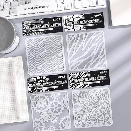 悦真纹理世界手抄报模板镂空画 跨境外贸画画pet绘画模板镂空模板