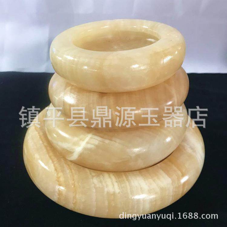 米黄玉烟灰缸 黄玉石烟缸器皿 玉石玉器居家办公摆件地摊礼品