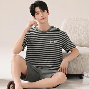 薄景轻奢服饰睡衣男夏短袖5XL特大码夏款家居服可外穿夏天套装