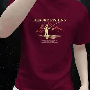 半截袖 短T休闲时尚 圆领潮流印 T恤男士 芳间客轻奢260克重纯棉短袖