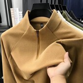 佰臣兴轻奢甄选秋冬美式 纯色双面德绒打底 时尚 男士 拉链立领运动衫