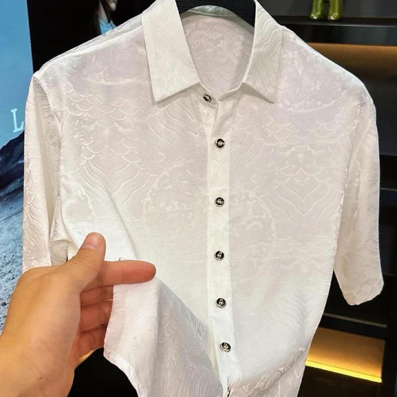 序白XUBAI42026春夏男欧货短袖衬衫时尚高档百搭翻领高级感男装