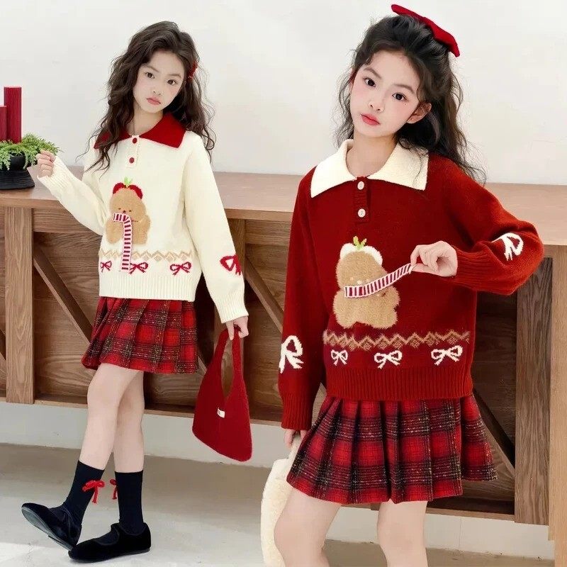 艾蕾童装优选女童洋气小套装冬孩红毛衣圣诞氛围感儿童裙子拜年服,童装/婴儿装/亲子装,套装,淘宝优惠券,粉丝福利购,淘宝优惠卷